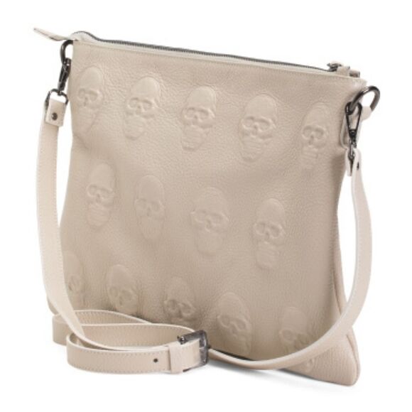 NEW IO Pelle Leather Skull Crossbody Handbag - Picture 2 of 3